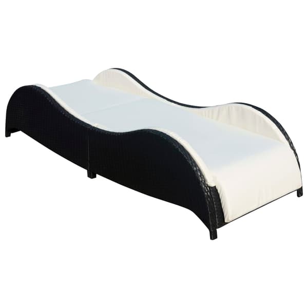 vidaXL havesolseng med hynde, polyrattan, sort
