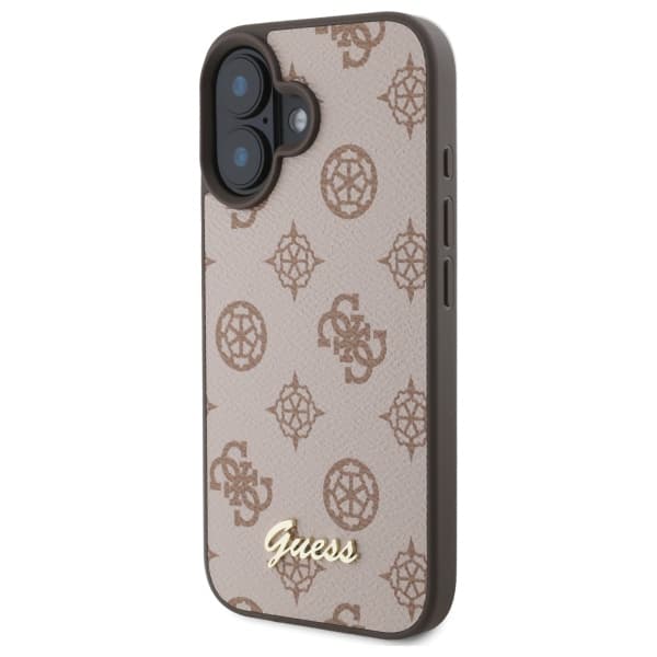 Guess Peony Script MagSafe-skal till iPhone 16, brunt