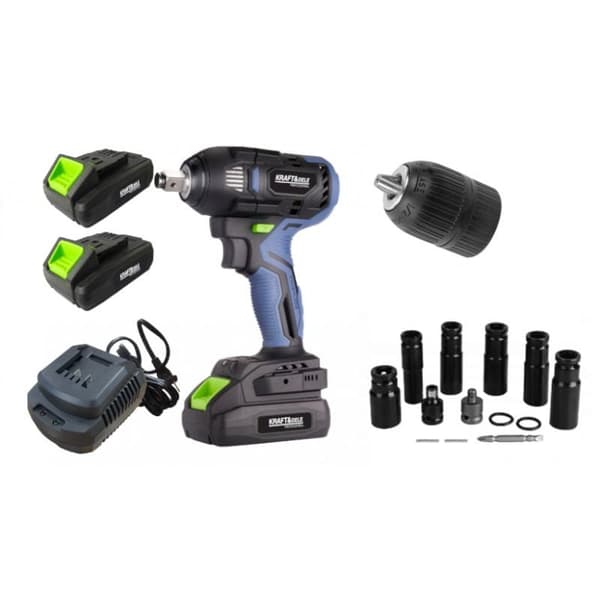 Batteridrevet slagnøgle 21V - Sæt KD3408