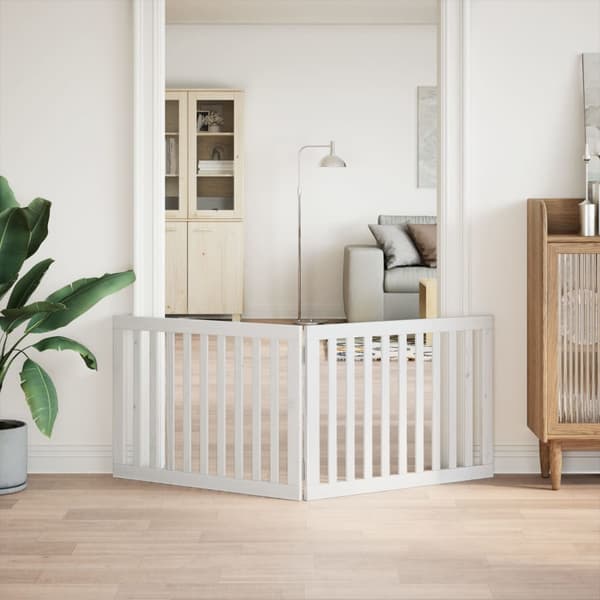 vidaXL foldbart sikkerhedsgitter til hunde, 2 paneler, hvid, 160 cm