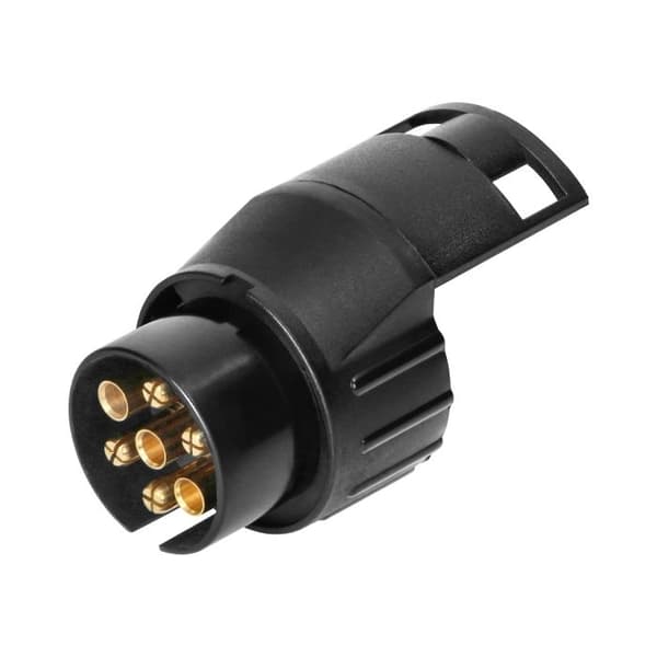 7/13-benet anhængerstikdåseadapter 12/24V sort han