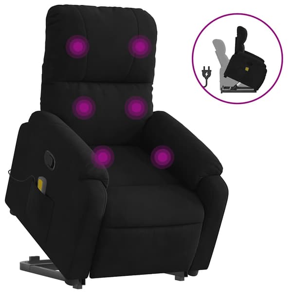 vidaXL massagestol med løftefunktion, sort, mikrofiber