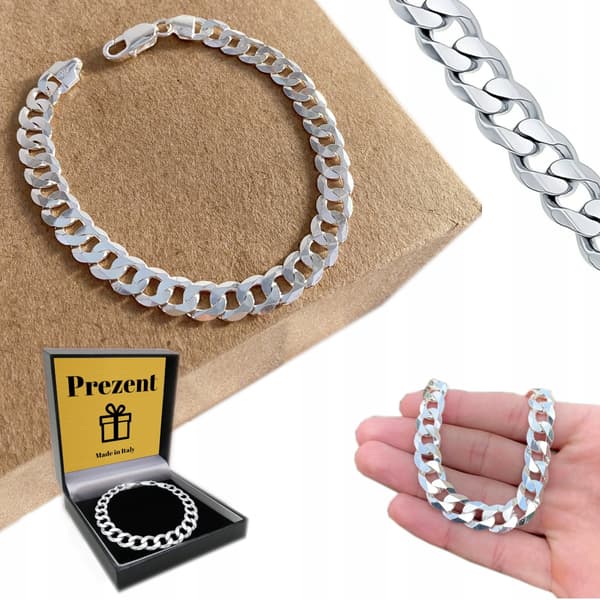 Sølvarmbånd Cuirass 925 Sølv Herre Diamant 6mm + GRATIS