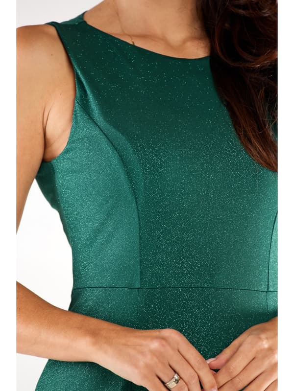 Maxikjole med brede stropper i glitrende strik, flaskegrøn M