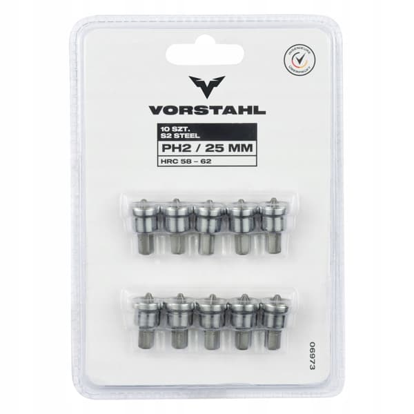 Bit med stopp S2 STÅL (10-pack) QUALITAT PH2x25mm Vorstahl