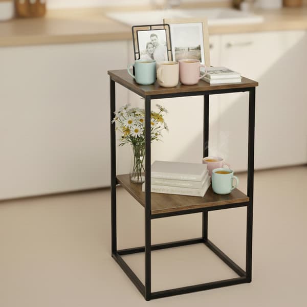 Reol med to hylder "Loft 2". Farve: brun, sort.