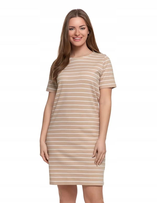 Moraj damklänning bomull kortärmad beige 3XL