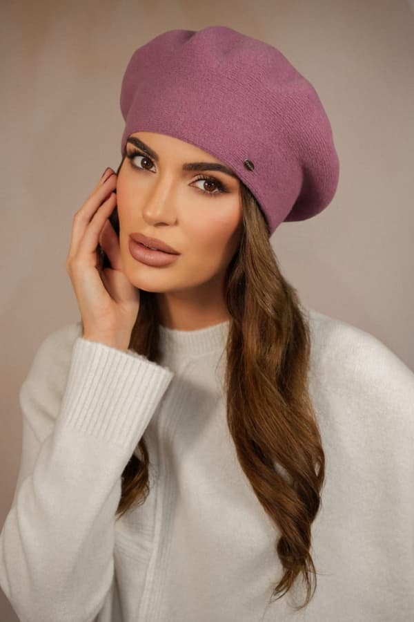 Dame vinteruld baret lilla farve - Kiang