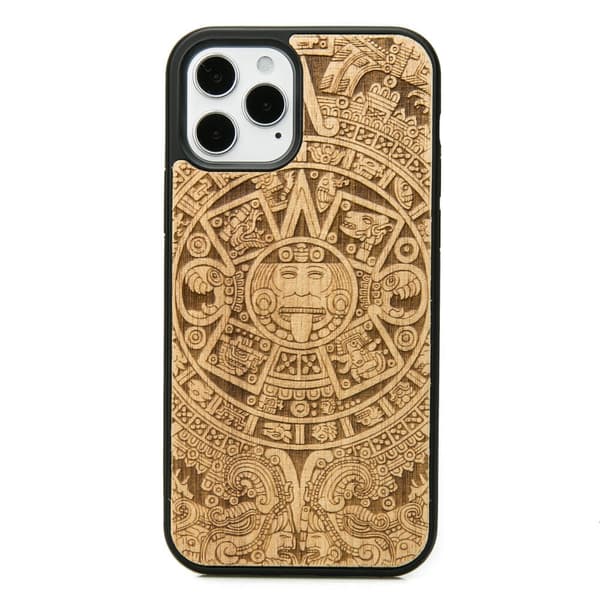 Træetui til iPhone 12 / 12 Pro AZTEC KALENDER ANIEGRE