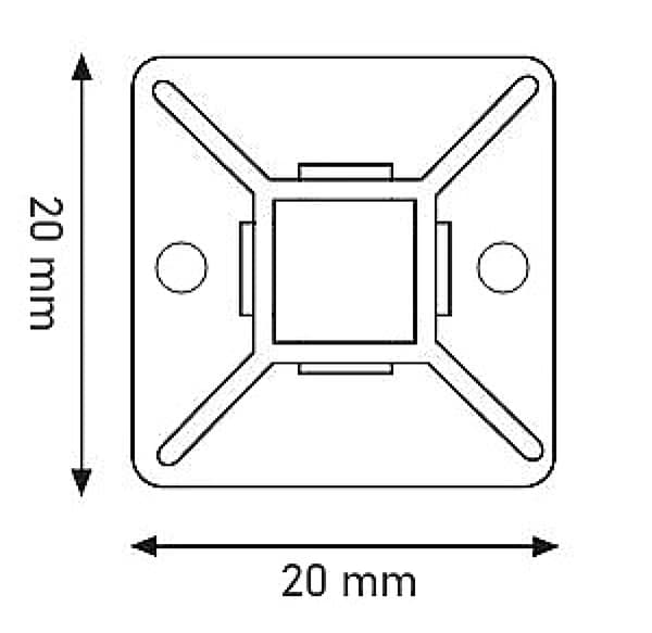 Nippusiteen pidike UV-teipille 20x20 mm musta 10 kpl.