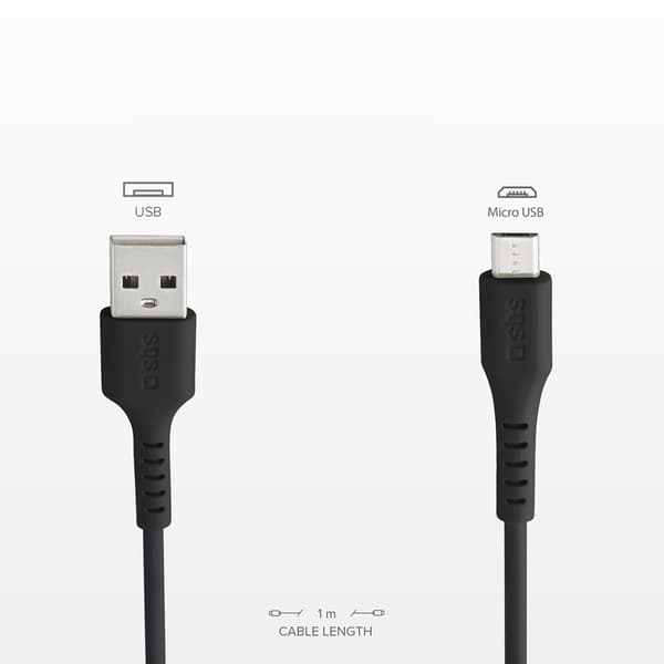 USB-A - Micro-USB 1m -kaapeli - musta