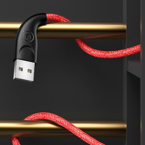 USAMS Flätad U41 USB-A till MicroUSB-kabel 1m 2A Röd