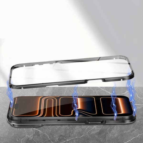 iPhone 17 Pro Max cover, magnetisk dobbeltglas, til MagSafe, sort