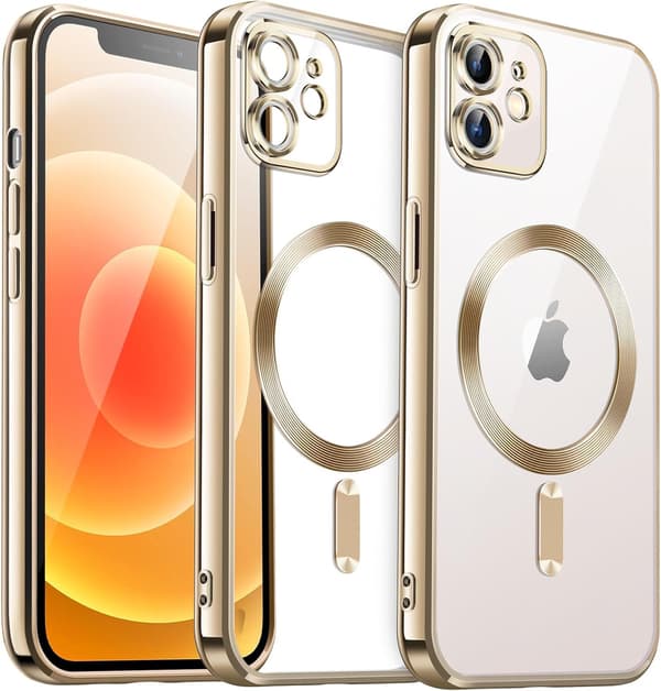 iPhone 11-skal, Electro MagSafe, guld + skärmskydd