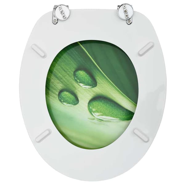 vidaXL Toalettsitsar, set om 2, MDF, grön vattendroppedesign