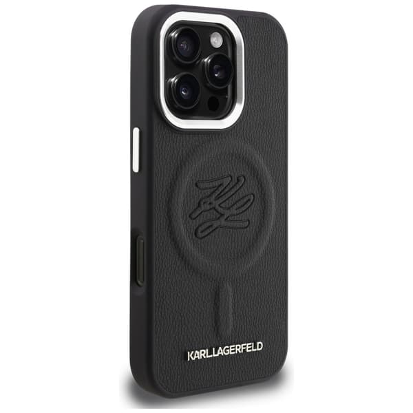 Karl Lagerfeld Initial & Metal Logo MagSafe-etui til iPhone 16 Pro, sort