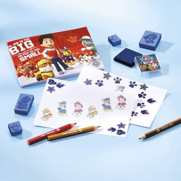 Paw Patrol stempler sæt farveblyanter blok