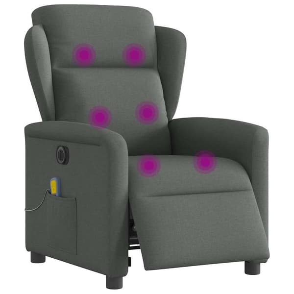 vidaXL elektrisk lænestol med massagefunktion, mørkegrå, stof