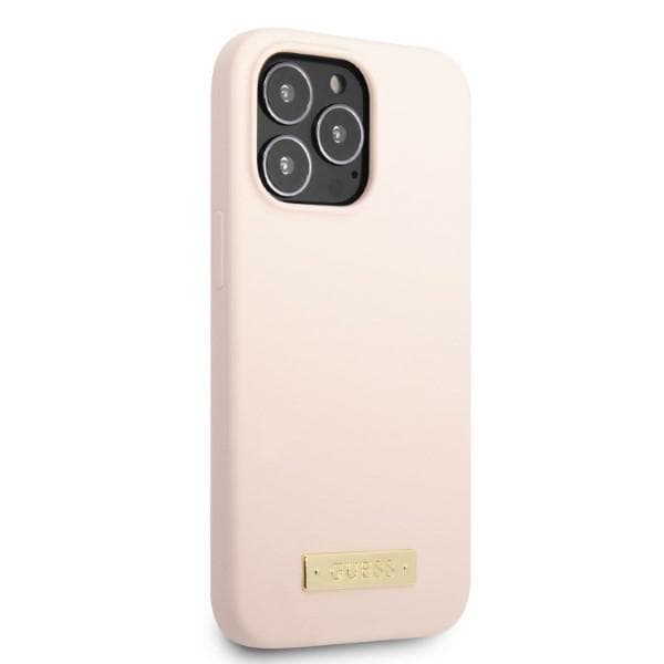 Guess Silikone Logoplade MagSafe-etui til iPhone 13 Pro Max, Pink
