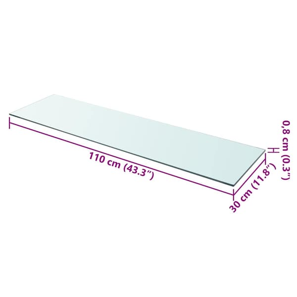 vidaXL klart glaspanel 110x30 cm