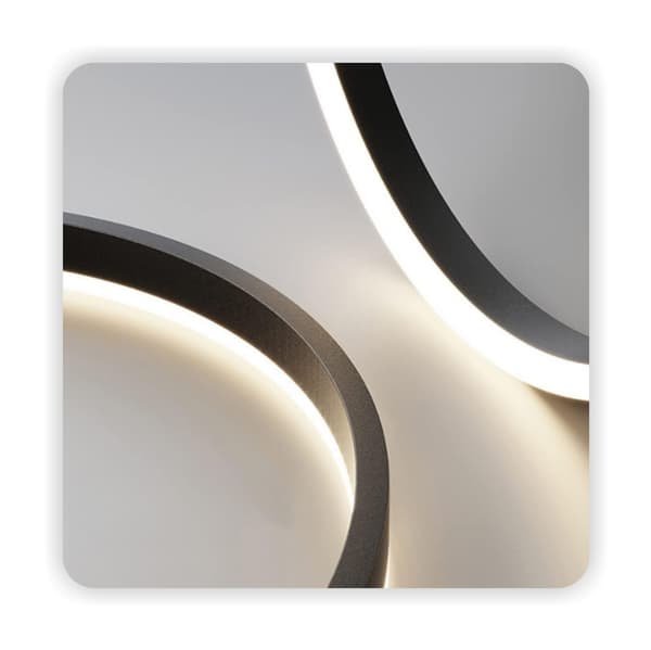 Tuya WiFi Rund Lampe 80+60+40 cm LED Sort Hængende Ring Cirkel