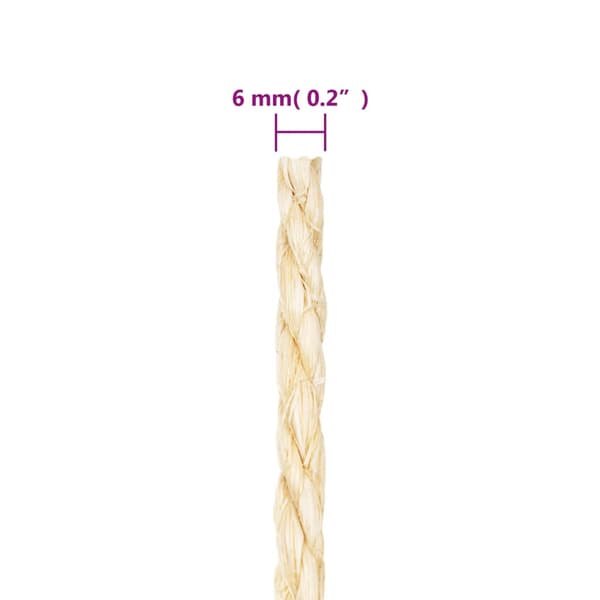 vidaXL-rep, 100 % sisal, 6 mm, 25 m