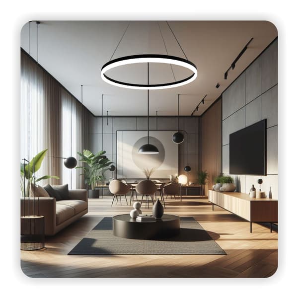 WiFi Tuya 40cm LED Rund Lampe Sort Hængende Ring Cirkel