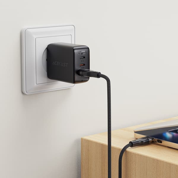 USB-A - USB-C 3A kabel med magnetisk organizer 1,2m - sort