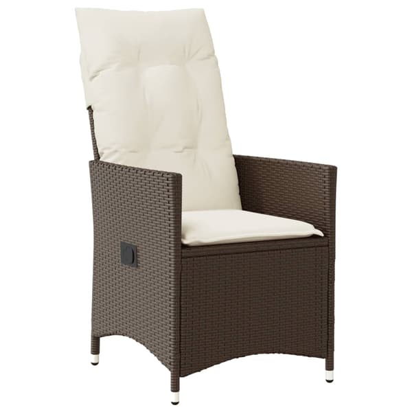 vidaXL havestol med hynder, brun polyrattan