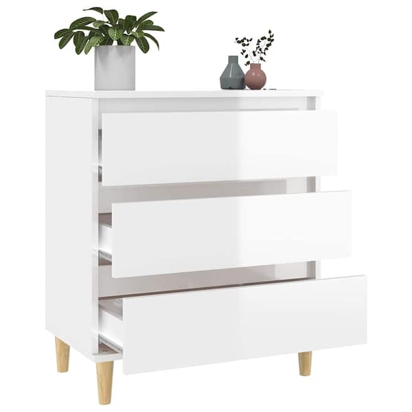 vidaXL Byrå, blank vit, 60x35x70 cm, träbaserat material