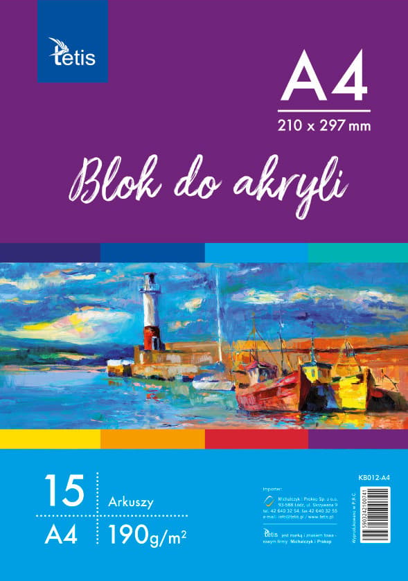Akrylblock A4, 190 g/m2, 15 ark