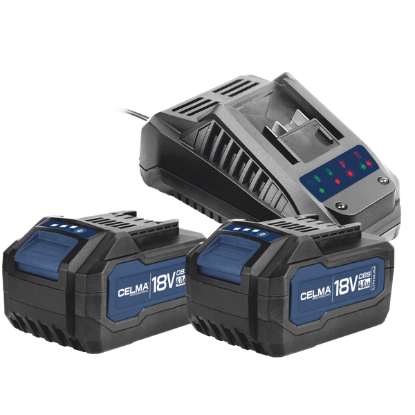 CELMA Professional OBS 2x 4,0 Ah 18V batteripakke + OBS-LD1 oplader