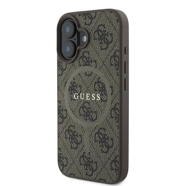 Guess 4G Ring Classic Logo MagSafe-etui til iPhone 16 Plus, brun