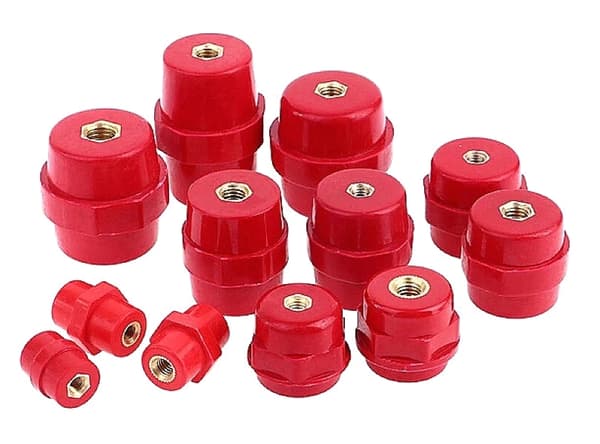 M8 Rød Polyester Sekskantet Stolpeisolator 600V 1 stk.
