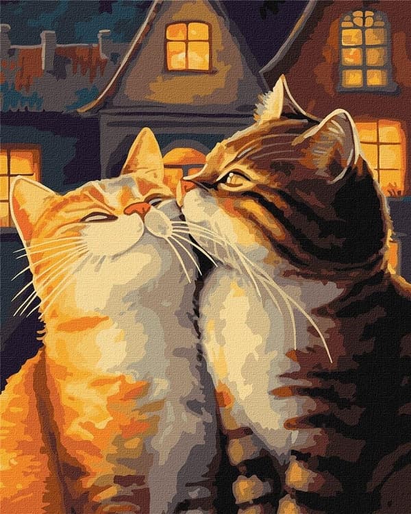 Maleri efter tal - Katte forelskede 40x50cm