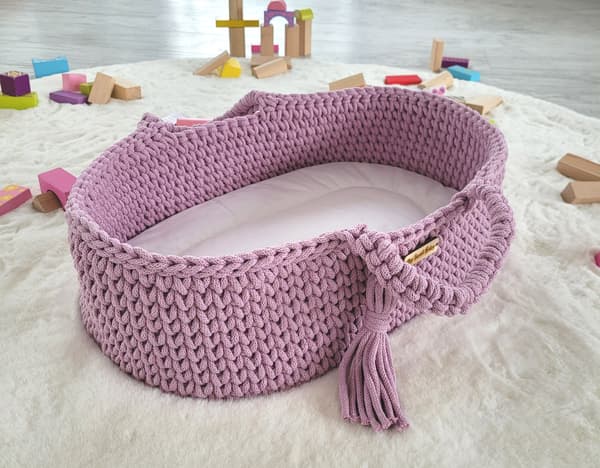 Moses Basket BOHO Bomullsdockbärare - Lavendel