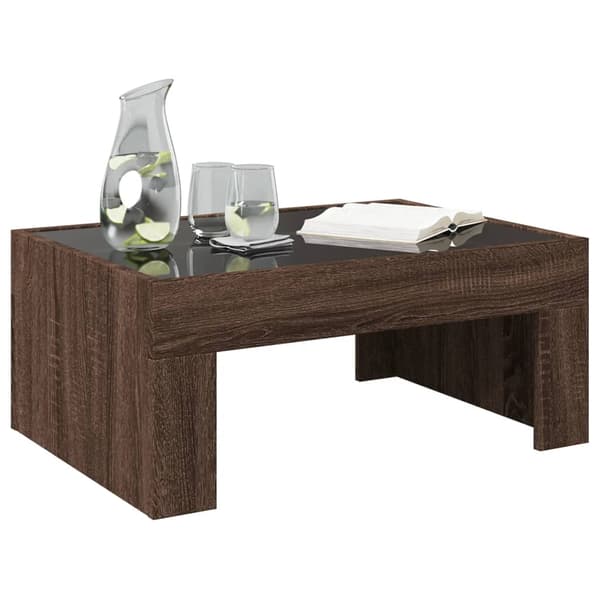 vidaXL Infinity sofabord med LED-lys brunt egetræ 70x50x30 cm