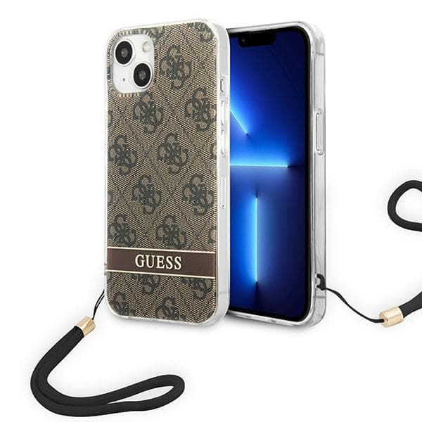 Guess 4G Print Strap-etui til iPhone 14 Plus, brun