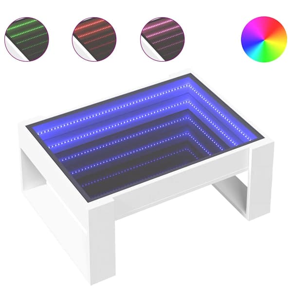 vidaXL Infinity soffbord med LED, vit, 70x53x30 cm