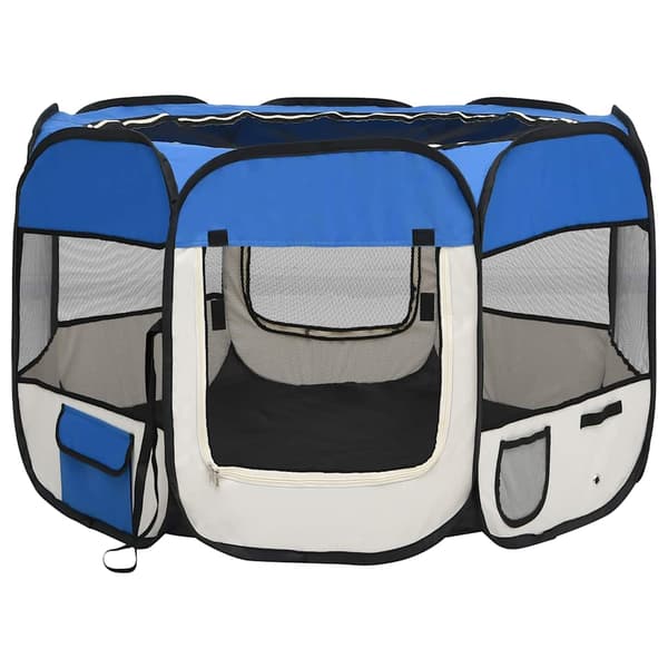 vidaXL foldbart hundebur med bærepose blå 90x90x58 cm