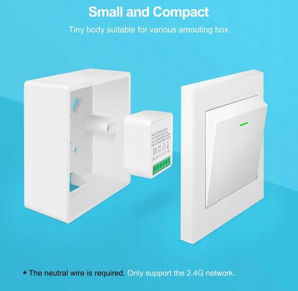 Wifi Tuya Smart Switch Aubess 16A DIY-switch, strømmåler, wattmåler