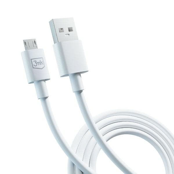 3MK Hyper USB-A till Micro USB-kabel, 1,2 m, 5 V, 2,4 A, Vit