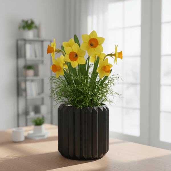 Moderne sort trekantet rillet blomsterpotte til planter