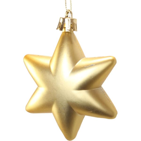 Set med 4 plaststjärnor 7 cm guld