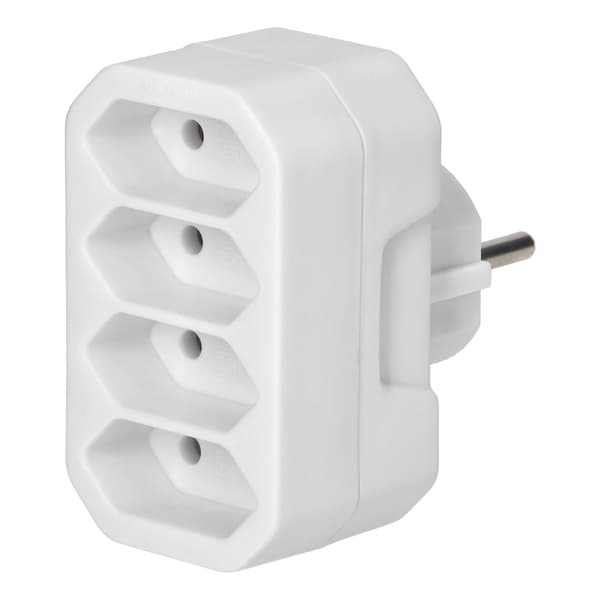 Elektrisk splitter 4x flade stikkontakter hvid
