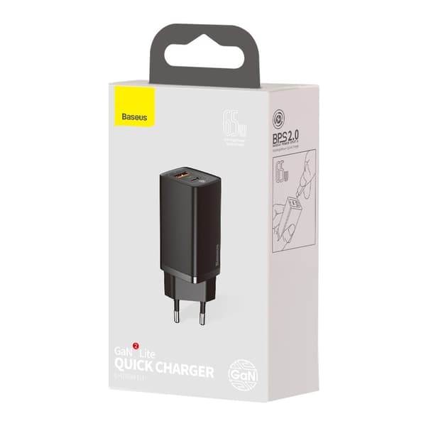 GaN2 Pro USB Hurtigoplader USB-C QC PD 65W Sort