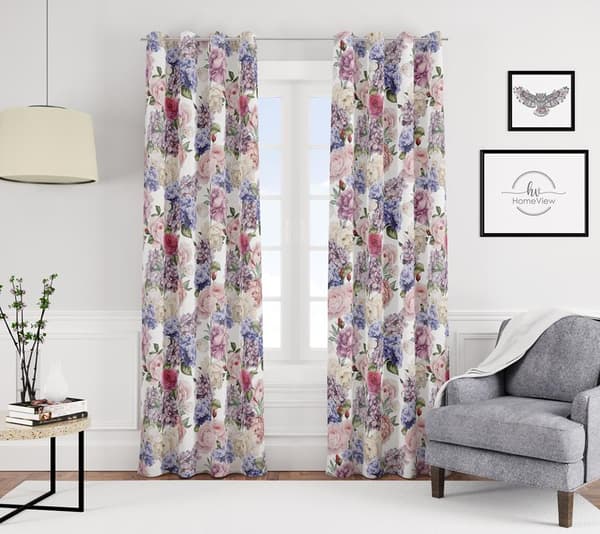 Gardin med snørehuller print 062