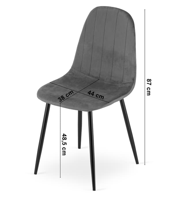 PADVA stol - sort fløjl / sorte ben x 1