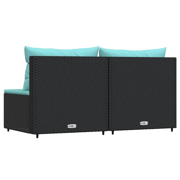 vidaXL midtersofaer med hynder, 2 stk., sort, polyrattan