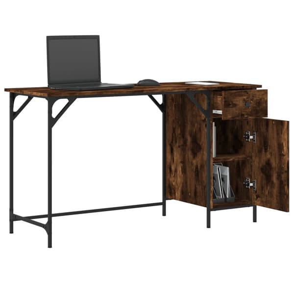 vidaXL computerbord, røget eg, 131x48x75 cm